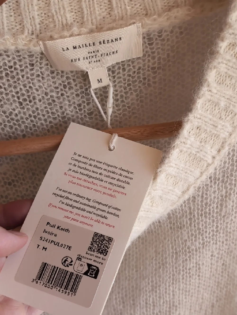 NWT Sézane Keith Sweater In Ivory Size M Alpaca Wool Blend